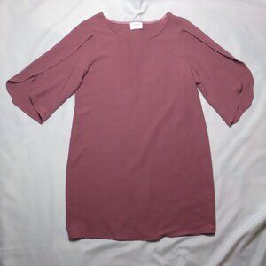 EVERLY womens DRESS rose TULIP SLEEVE pink ANTHROPOLOGIE shift SIZE M
